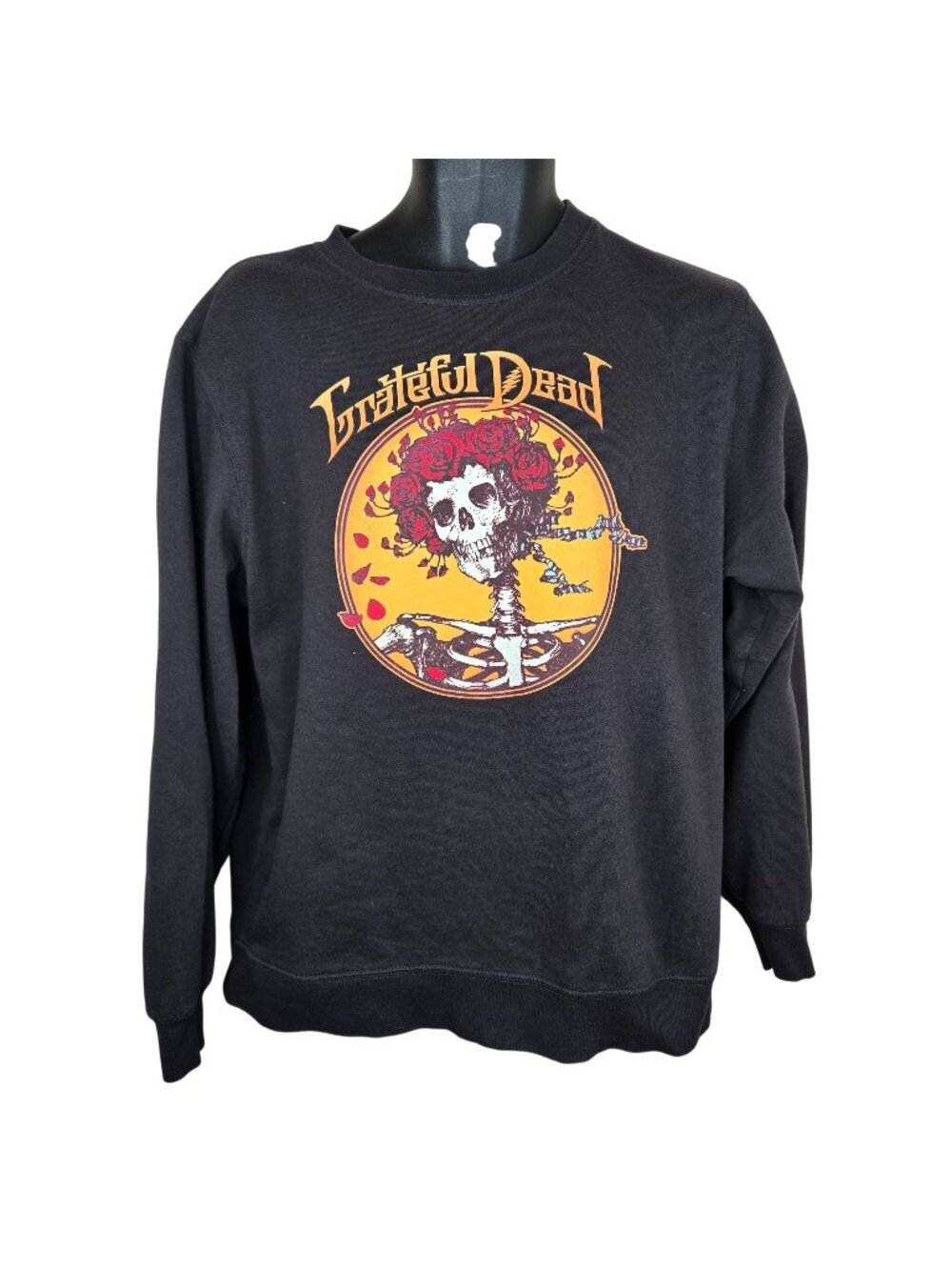 Grateful Dead Skeleton Roses Graphic Sweatshirt Black Crewneck Mens L
